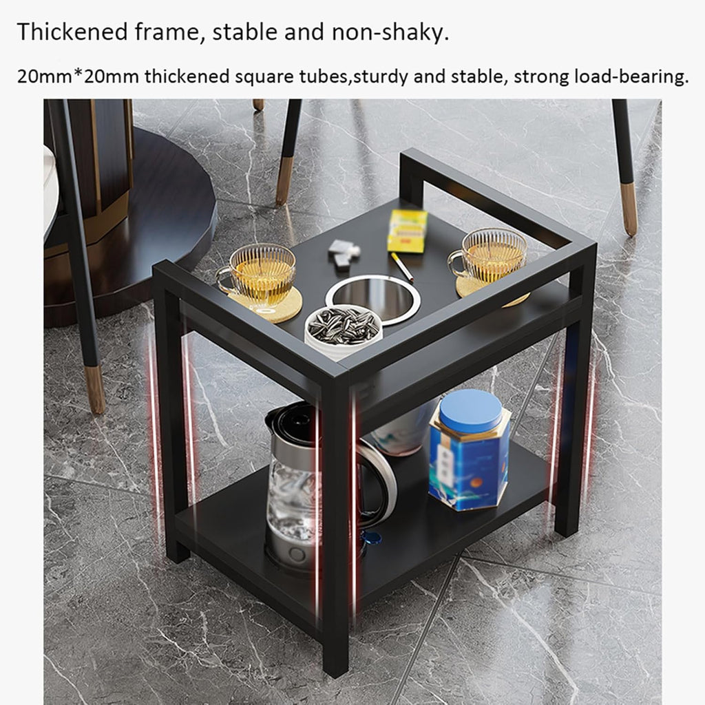 360° Rotating Small Side Table with Storage Rack, Movable Coffee Table with Railings and Removable Ashtray, Suitable for Living Room, Bedroom (Oak)