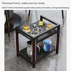 360° Rotating Small Side Table with Storage Rack, Movable Coffee Table with Railings and Removable Ashtray, Suitable for Living Room, Bedroom (Oak)