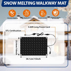 Riakrum 4 Pcs Heated Snow Melting Mats Outdoor, 10 x 15 in Winter Anti-Slip Heated Rubber Mat for Walkways Decks and Sidewalks, Snow and Ice Melting Pads Connection with 9.84 ft Power Cord