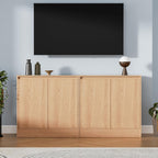 Housoul Buffet Cabinet with 4 Doors, Coffee Bar Cabinet with Adjustable Shelf, Modern Kitchen Buffet Sideboard for Living Room, Kitchen, Oak [2-Set]