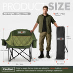 Overmont Oversized XL Camping Chair for Adults - 500lbs Support Heavy-Duty Padded Folding Chair with Side Pocket Cup Holder Cooling Bag for Outdoor Sports Garden Beach Fishing Lawn Green