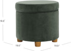 Homepop Home Decor | Upholstered Round Storage Ottoman | Ottoman with Storage for Living Room & Bedroom, Loden Green Velvet