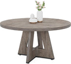 Tribesigns 47 inch Round Dining Table Wood Kitchen Table for Dining Room, 47" Dinner Room Tables for 4-6, Farmhouse Accent Furniture with Wooden Tabletop and Cross Base, Rustic Grey | for Dining Room