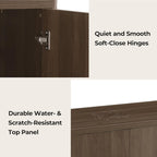 CHITA Sideboard Buffet Cabinet with Storage, Small Storage Cabinet with Doors and Shelves for Living Room Accent, Bar, Kitchen, Walnut