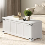 MAHANCRIS 47.2" Storage Chest Extra Large, Wooden Storage Bench with 2 Safety Hinges, Entryway Shoe Bench, 47.2x15.7x19.7 Inch, Easy Assembly, Storage Trunk for Living Room, Bedroom, White SCBW4901
