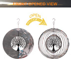 SPRING SONG Tree of Life 3D Wind Spinner for Yard and Garden Mirrored Stainless Steel Spinner Indoor and Outdoor Hanging Decor Crafts Ornament Gifts Kinetic Art Yard Garden Spinner