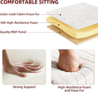 Somdot Vanity Stool Chair with Storage, Cute Furry Padded Seat, Makeup Stool, Footrest Footstool Ottoman, Metal Legs, Adjustable Feet for Living Room, Bedroom, Makeup Room, White