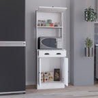 Apex Kitchen Pantry 66.3" H with Drawer, 2 Cabinets, and Microwave Stand, White