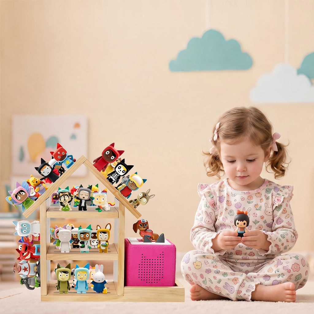 for House Toniesbox Shelf,Compatible with TonieBox 1 and Toniebox 2 Storage Toniebox Organize Display Shelf for 70-80 Tonies Figures Holder Compatible Charging Station for Kid's Room