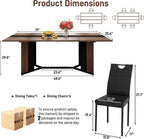 7-Piece Dining Table Set with 6 Cushion Chairs for 4 6 People, 71" Large Long Wooden Kitchen Table Sets W/Waterproof Tabletop, Farmhouse Rectangular Dinner Table for Dining Room,Kitchen(Brown)