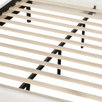 Christopher Knight Home Queen Size Upholstered Canopy Bed Frame with Boucle Fabric, Curved Headboard and Iron Legs, Modern Platform Bed Frame with Slats No Box Spring Needed, White