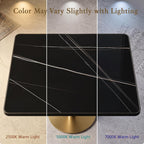 63''Dining Table for 4-6,Modern Sintered Stone Dining Table,Kitchen Tables for 4-6 with Aluminum Alloy Edge&Metal Base,Rectangular Dinner Eating Tables for Restaurants/Dining Room/Marble Black Gold