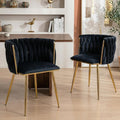 Hand-Woven Dining Chairs Set of 2,Dining Room Chairs with Gold Leg | Velvet Elegant Side Chair with Curved Backrest, Sturdy Wood & Metal, Anti-slip Foot Pads, Wide Armrest, Holds 300LBS, Beige