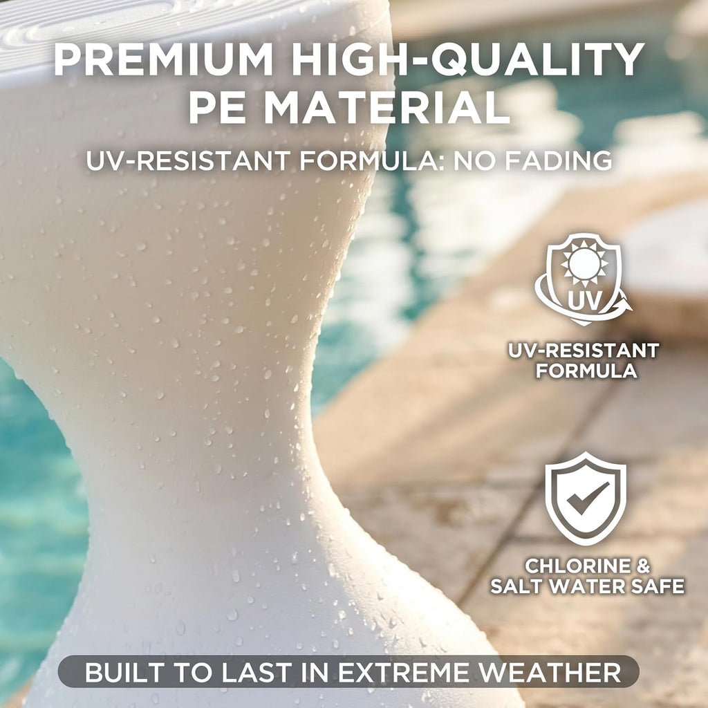 26" Pool Stools for Underwater, Pre-Weighted Pool Bar Stool Prevents Floating, Easy Assembly Non-Float Submersible Seats, Vinyl-Safe Waterproof Chairs for Inground Pool, Sun Shelf & Patio-White