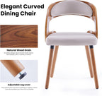 Farini Wood Dining Chairs, Set of 4 Modern Upholstered Dining Chairs with Curved Backrest for Kitchen, Dining Room, Living Room, Light Grey