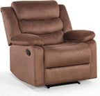 ANJ Manual Recliner Chair for Adults, Velvet Reclining Chair with Padded Arms and Overstuffed Backrest, Single Recliner Sofa for Living Room, Dark Brown
