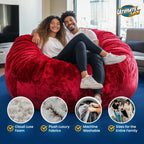 Ultimate Sack 5000 5-Foot Bean Bag Chair, Cloud Fur Cover – Oversized Foam Lounger, Floor Seat, Small Sofa, or Couch Bed for Living Area, Gaming Room, or Reading Lounge