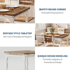 GarveeHome 5 Piece Dining Table Set, Industrial Style Dining Table and Chairs Set for 4, Kitchen Table Set for Dining Room Kitchen Apartment, White Brown
