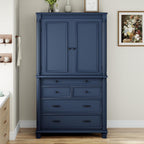 Spaco 77.3" Tall Kitchen Pantry Cabinet,Modern Pantry Storage Cabine with 6 Door Shelves,2 Adjustable Shelves and 5 Drawers,Freestanding Buffet Cupboard for Kitchen,Dining Room. (Blue)