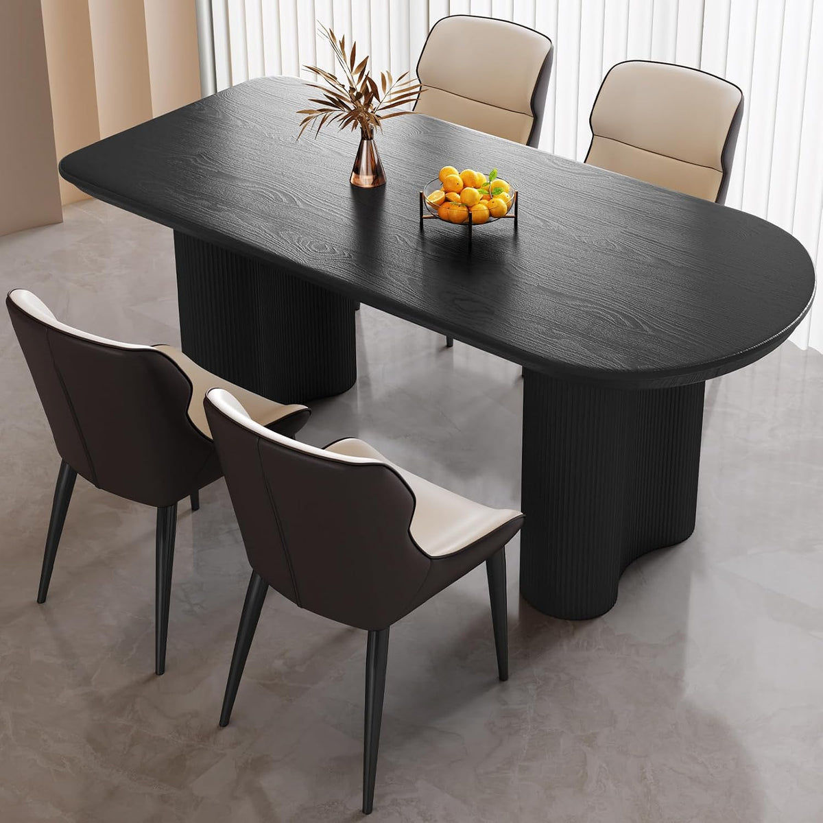 Guyii 62.99" Dining Table Set with 4 Chairs, Modern Kitchen Table Set, Indoor Dining Table for Kitchen, Bar, Living Room, Breakfast Nook, Small Space, Black