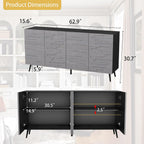 Modern Credenza Storage Cabinet: 63" Grey and Black Sideboard Buffet