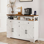 51" Farmhouse Buffet Sideboard Cabinet with Storage, White Kitchen Storage Pantry Cabinet with Drawers, Wood Cupboard Hutch, Coffee Bar Station Table for Kitchen, Living Room, Dining Room