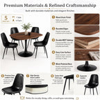 Table with 4 Chairs, Wooden Round Dining Table Set | Space-Saving Set，Wood-Grain Finish，Rounded Edges，ErgonomicComfort