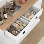 Gyfimoie Sideboard Buffet Cabinet with 2 Drawers, Farmhouse Kitchen Pantry with Adjustable Shelves, Coffee Bar Cupboard Cabinet with 3 Doors for Kitchen, Dining Room (White)