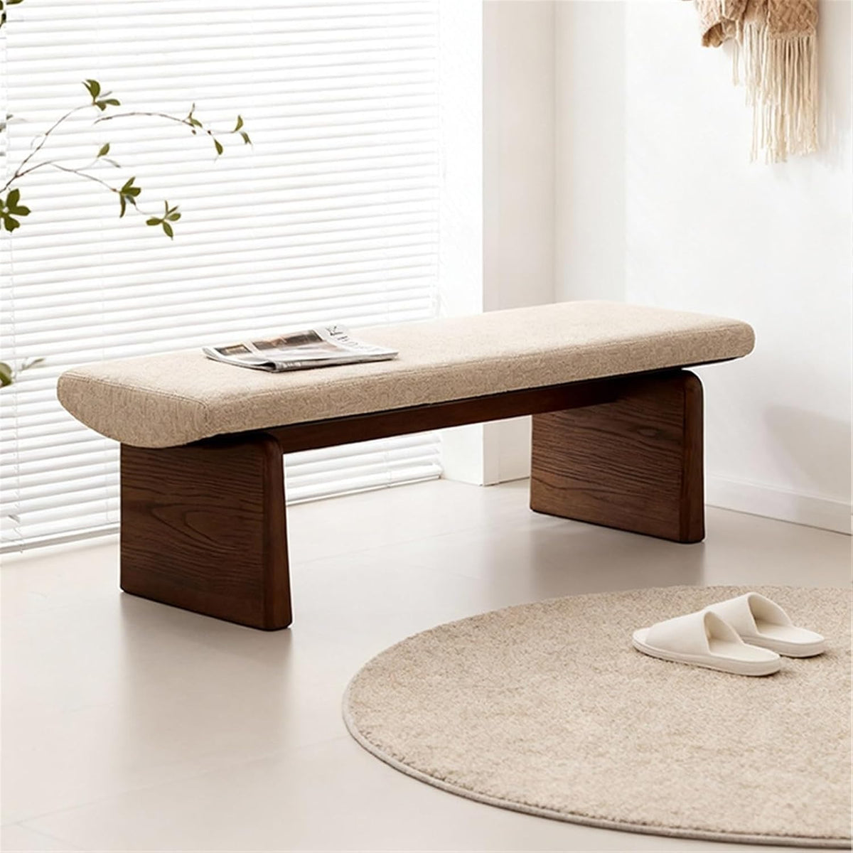 Modern Wooden Sofa Bedroom Bed end Bench Hotel Leisure Entryway(Medium)