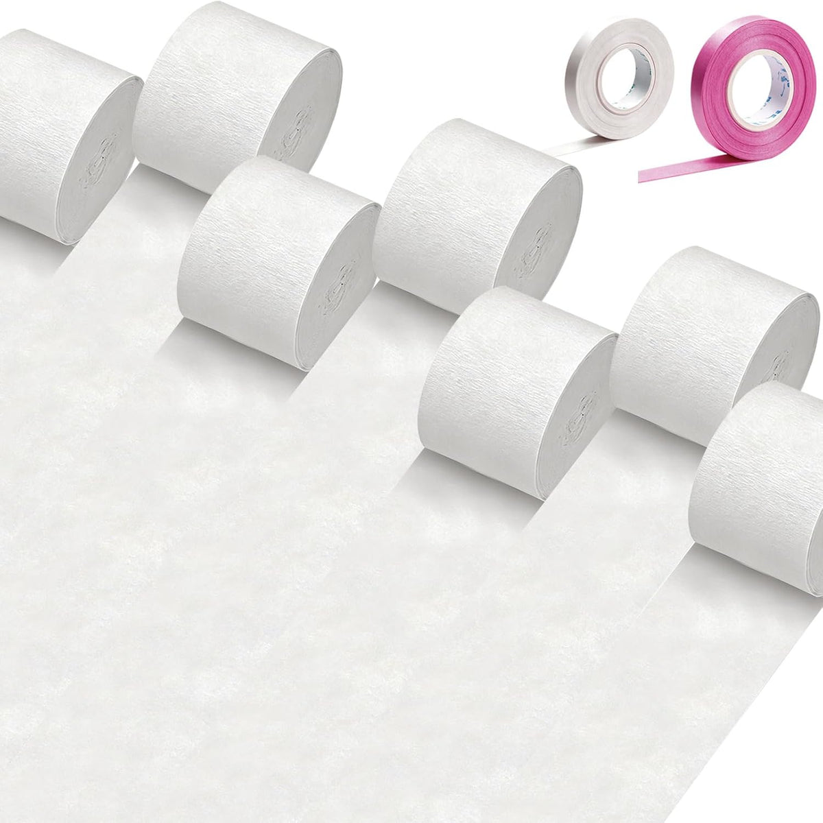 White Crepe Paper Streamers 7 Rolls 574ft of Streamers Party Decorations for Wedding Graduation,Baby Shower,Engagement Anniversary,Birthday Decorations (White)
