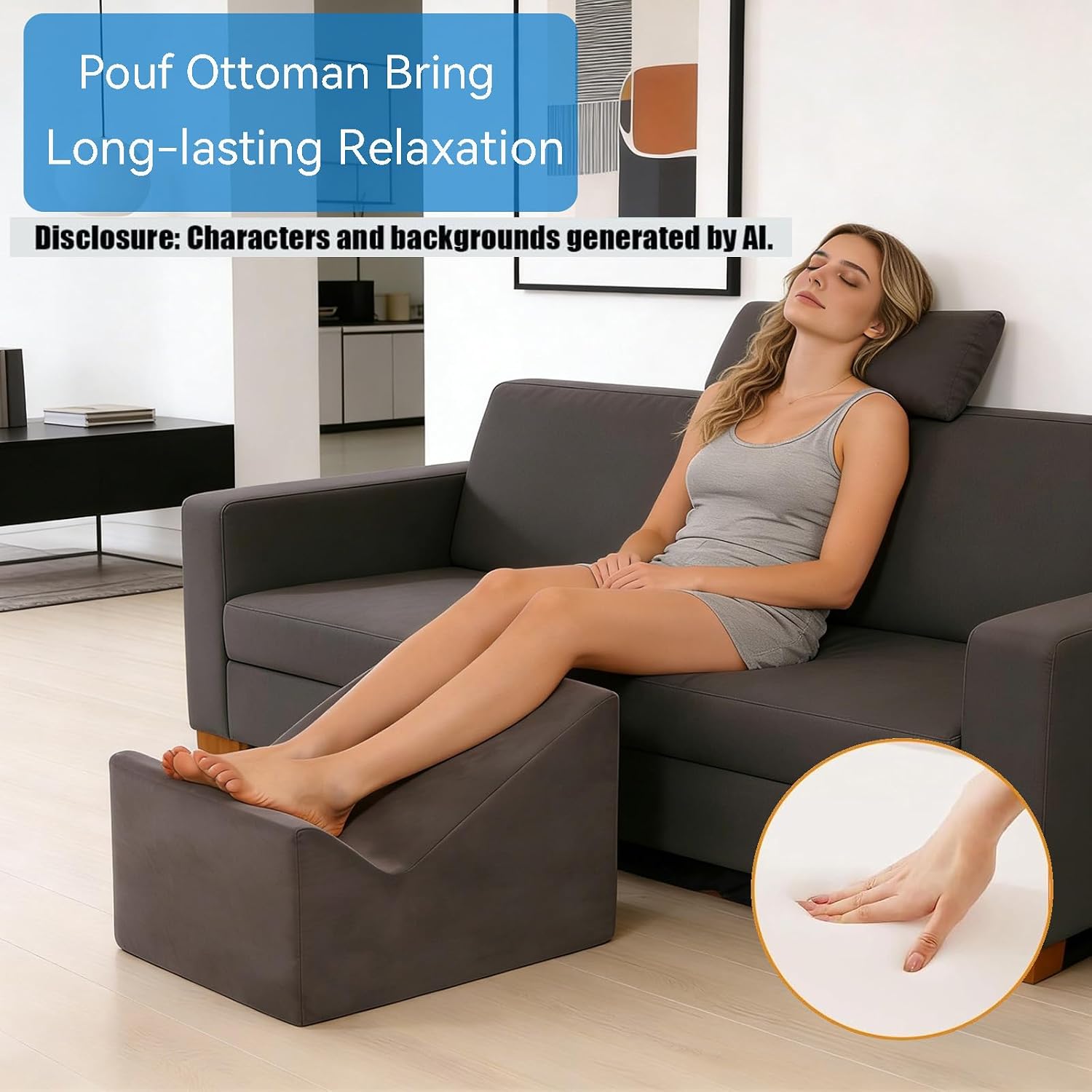 Version that Modern Pouf Ottoman,Relax Stool,Floor Poufs for Couch | Foot Rest for Under Desk at Work.With Washable Cover.For Living Room,Bedroom,Patio,Perfect to Rest Your Feet (Dark Grey)