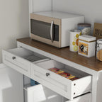 71" Tall Kitchen Pantry, Freestanding Kitchen Hutch Storage Cabinet with Glass Doors, 2 Drawers, Adjustable Shelves for Dining Room Kitchen