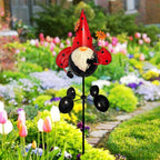HONGLAND Gnome Metal Yard Art, Gnomes Garden Statue Outdoor Decor, 48 inch Gnome Decorations 360 Degrees Swivel Wind Spinner for Outdoor Patio Garden Backyard Décor - Ladybug