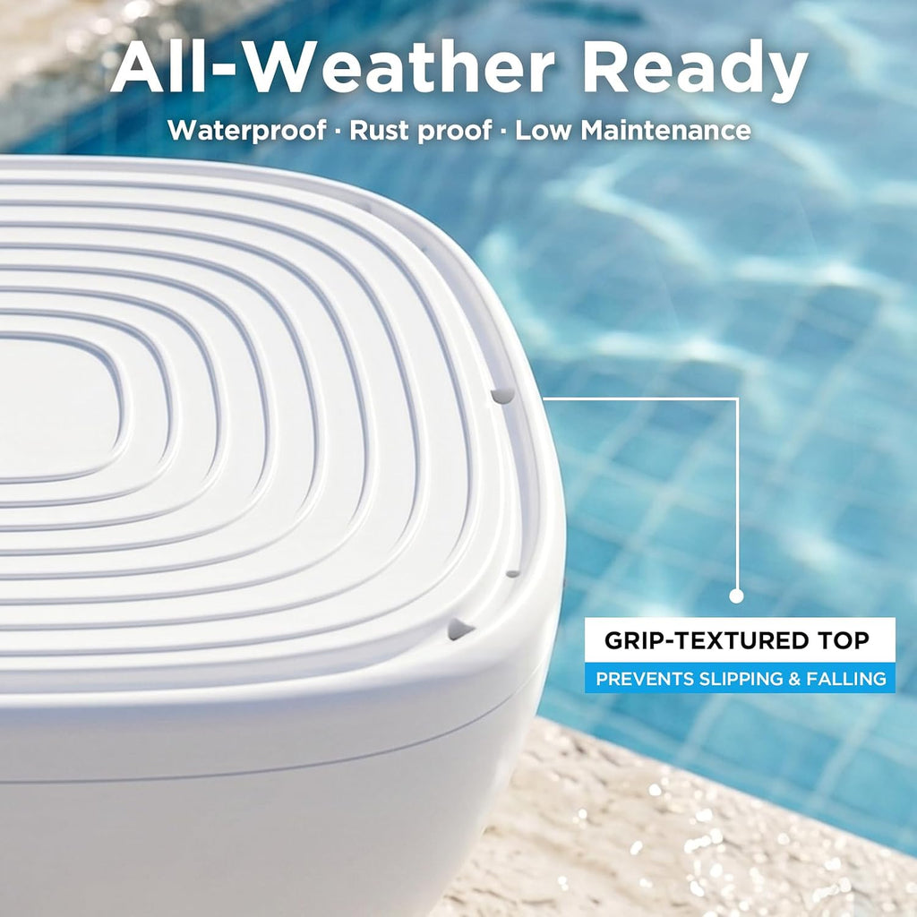26" Pool Stools for Underwater, Pre-Weighted Pool Bar Stool Prevents Floating, Easy Assembly Non-Float Submersible Seats, Vinyl-Safe Waterproof Chairs for Inground Pool, Sun Shelf & Patio-White