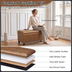 Asense Storage Ottoman Bench,Faux Leather Upholstered Ottoman with Storage,End of Bed Bench with Safety Hinge,for Entryway,Bedroom,Living Room