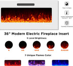 VanAcc 3-Piece Modern Living Room Table Sets, 70" Modern LED TV Stand with 36" Electric Fireplace, High Gloss Coffee Tables for Living Room, Black & White