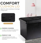 oakvivo Folding Storage Ottoman Bench 30in, Leather Foot Rest Stools Ottoman with Storage, Coffee Table, End of Bed Bench Footstool for Living Room, Bedroom, Load 330 lb, 30x15x15 inches, Black