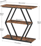 CHOEZON 3-Tier Console Table, Entryway Table, Sofa Table with Open Shelves, Diamond-Shaped Behind Coach Table, Industrial, for Hallway, Entryway, Living Room, Stairwell, Rustic Brown and Black TXG08BF