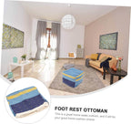 Homoyoyo Footstool Stuffed Foot Rest Floor Foot Stool Outdoor Footrest for Patio Square Pouf Pillows Decorative Square Seats Mat Cover Cotton Linen Dining Chair Office Chair