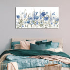 arteWOODS Elegant Flowers Wall Art - Blue White Botanical Pictures for Wall Decor Floral Blossom Canvas Painting Print Artwork for Living Room Bedroom Home Office Wall Decoration 24" x 48"