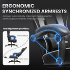 Gaming Chair for Adults Gamer Game Ergonomic PC Chair, 7-Point Support | Pocket Springs & Foam,51cm Wide Seat,Sync Armrests, 90°-135° Backrest, PU Leather, Black and White, 400lbs Load