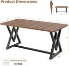 IRONCK 63" Dining Table for 4-6, Modern Rectangular Kitchen Table with Sturdy Metal Frame & Geometric Legs for Dining Room, Easy Clean-Brown