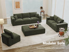 Modular Loveseat Couch Cloud Couches for Living Room - 79" Sofa - No Assembly Required, Cozy Corduroy Convertible Full Sponge Compression Sofas for House, Apartment(Green)