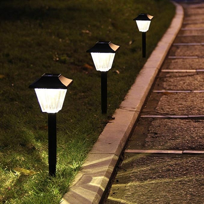 SUNWIND Solar Powered Outdoor Pathway Lights, 4 Pack, Waterproof LED, Black