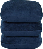 Get Set Style Ottoman, 360° Swivel Vanity Chair, Modern Geometric Ottoman, Foot Stool, Accent Vanity Stool, Lounge Footrest for Small Space, Living Room, Bedroom, or Entryway (Midnight Blue)