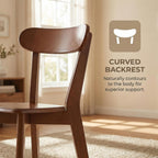HNY Farmhouse Solid Wood Dining Chairs Set of 6, Mid Century Modern Armless Kitchen & Dining Room Chairs with Curved Back, 300 LBS Capacity, Walnut for Home, Apartment