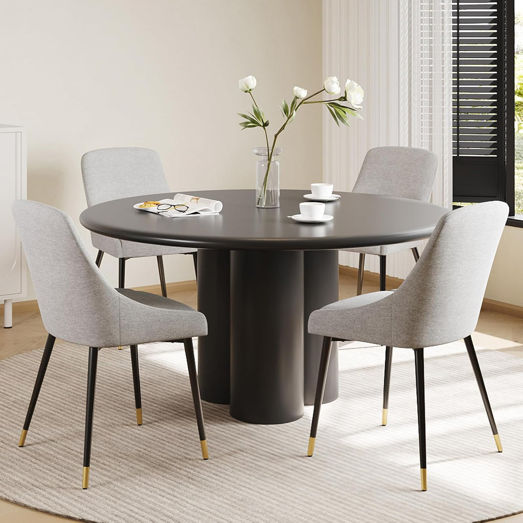 COLAMY LUMA Dining Chairs Set of 4, Upholestered Fabric Kitchen Dining Chairs with Metal Legs, Armless Accent Side Chair for Dining Room, Home, Light Gray