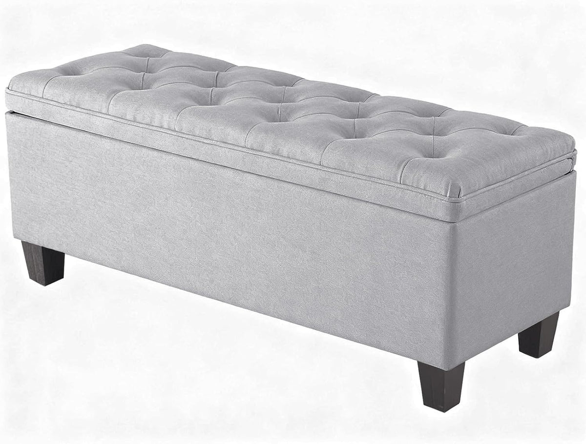 DUMOS Storage Ottoman Bench, Foot Rest with Legs, 16 x 40 x 18 Inches, End of Bed Bench, Storage Chest for Living Room,Bedroom, Entryway, Home Decor, Light Gray