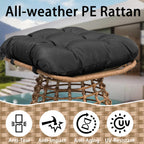 Outdoor Wicker Patio Ottomans Set of 2 rotatable Outdoor Footrest Small Seating, Large Wide Footrest, PE Rattan Thicken Cushioned Footrest, All-Weather Wicker Furniture for Balcony, Porch (YB)