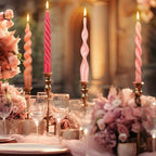 Nuanchu 4 Pcs Twisted Taper Candles Wax Unscented Smokeless Spiral Swirl Candlesticks for Wedding Holiday Dinner Party Home Decorations(7.87 Inch,Pure,Pink)
